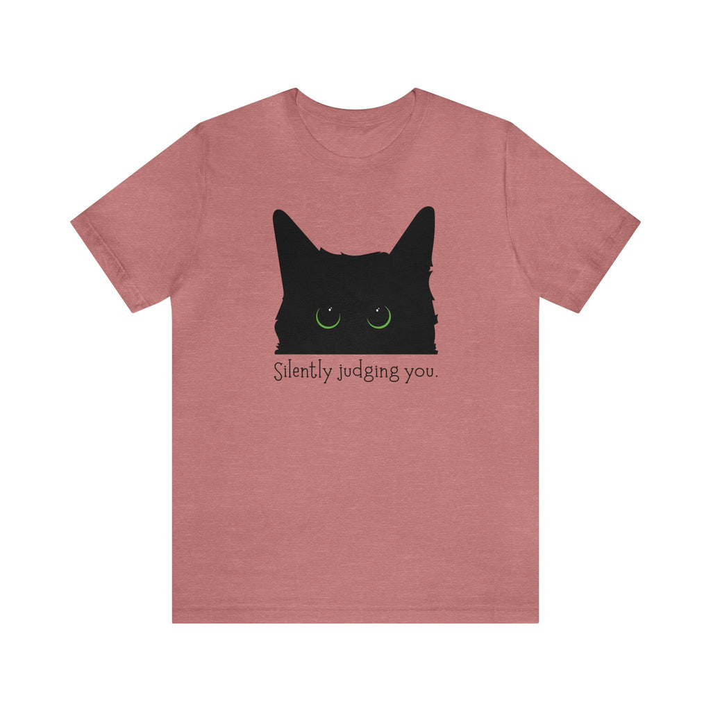 Silently Judging You Black Cat Face Tee Shirt