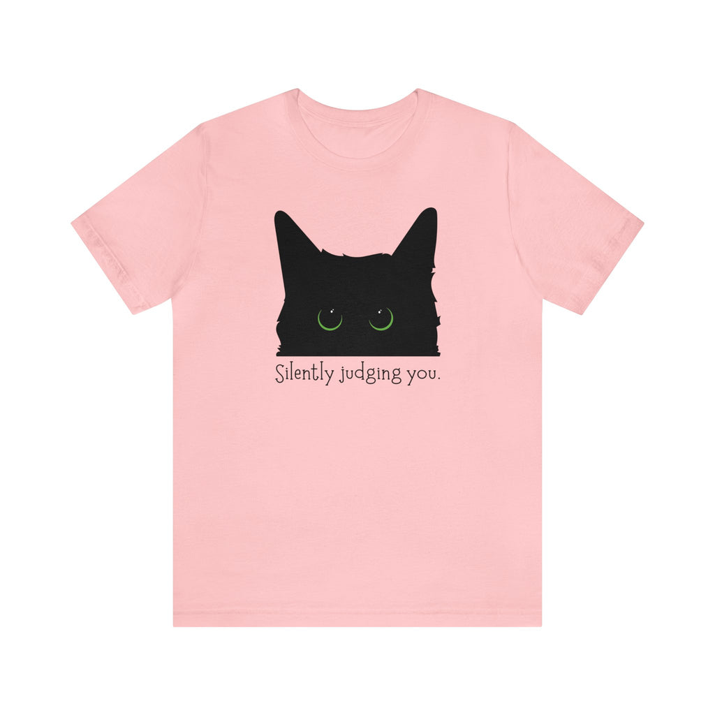 Silently Judging You Black Cat Face Tee Shirt