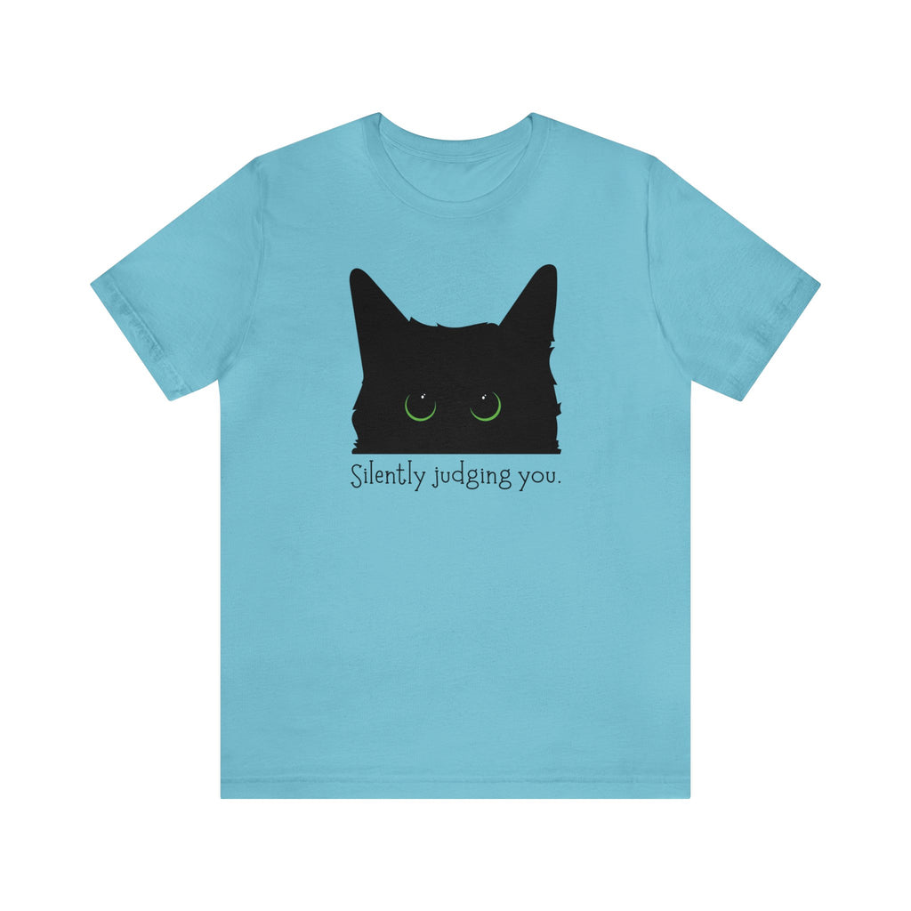 Silently Judging You Black Cat Face Tee Shirt