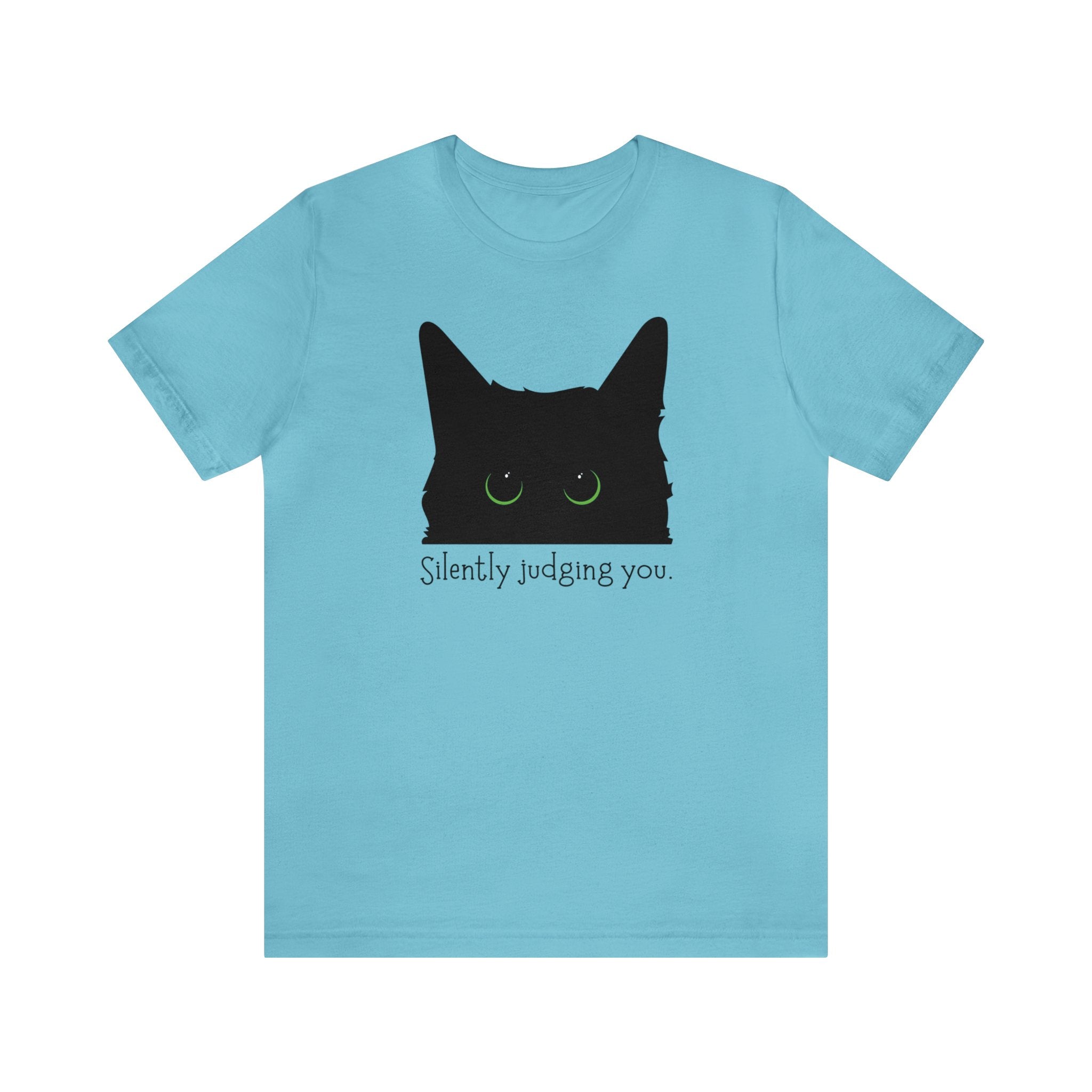 Silently Judging You Black Cat Face Tee Shirt